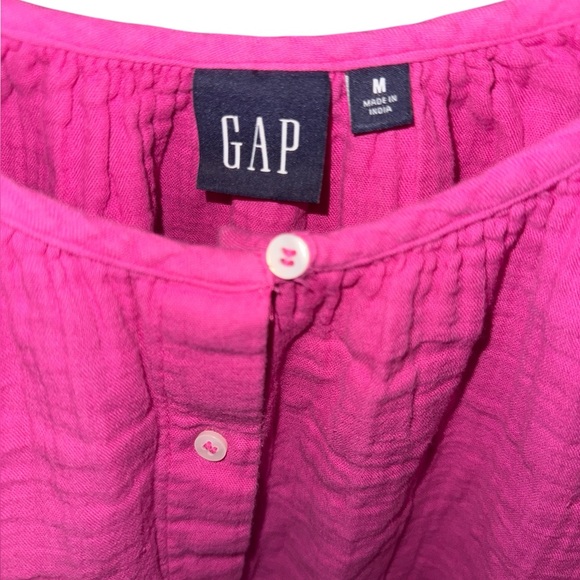 GAP Womens Vibrant Pink Cotton Button-Down Shirt Long Sleeve Blouse Size Medium - Picture 4 of 5